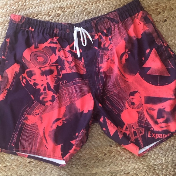 Volcom Red Blue Beach Surf Board Shorts sz38 - Picture 2 of 6